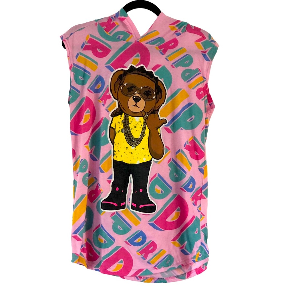 Launder Bailey Apparel Hip Hop Drip Bear Sleeveless Hooded Tank Top